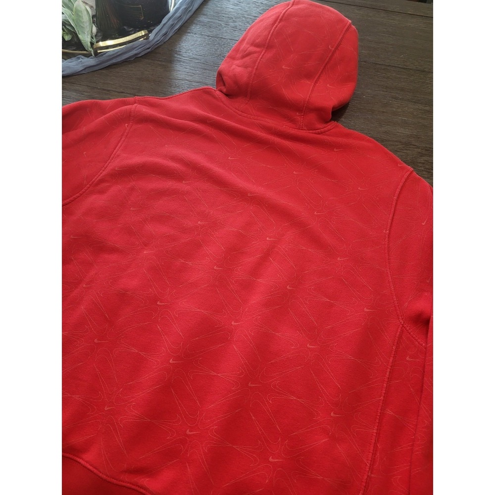 Vintage Nike Center Swoosh Check All Over PRINT Sweatshirt Hoodie Red Size 2XL - Picture 8 of 9
